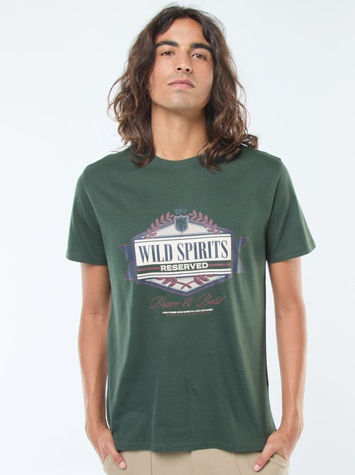 T-shirt met print, korte mouw en ronde hals - Kiabi