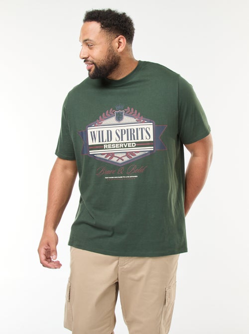 T-shirt met print, korte mouw en ronde hals - Kiabi