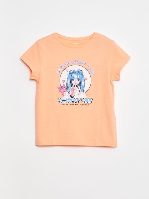 T-shirt met print, korte mouw en ronde hals - Kiabi