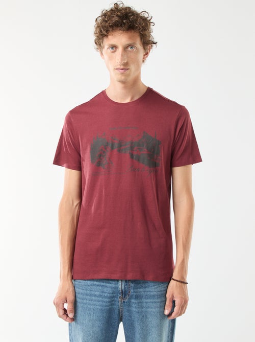 T-shirt met print, korte mouw en ronde hals - Kiabi