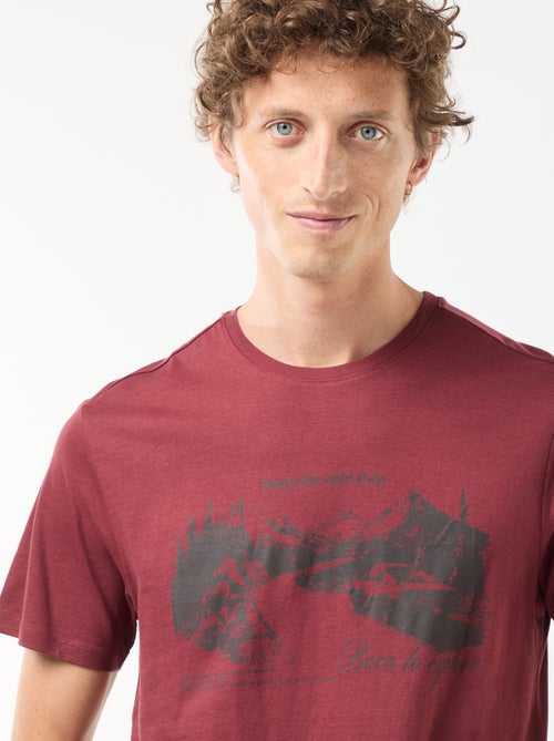 T-shirt met print, korte mouw en ronde hals - Kiabi