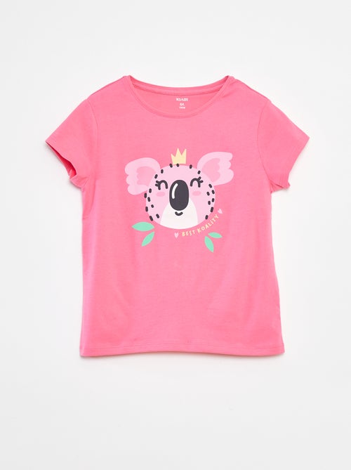 T-shirt met print, korte mouw en ronde hals - Kiabi