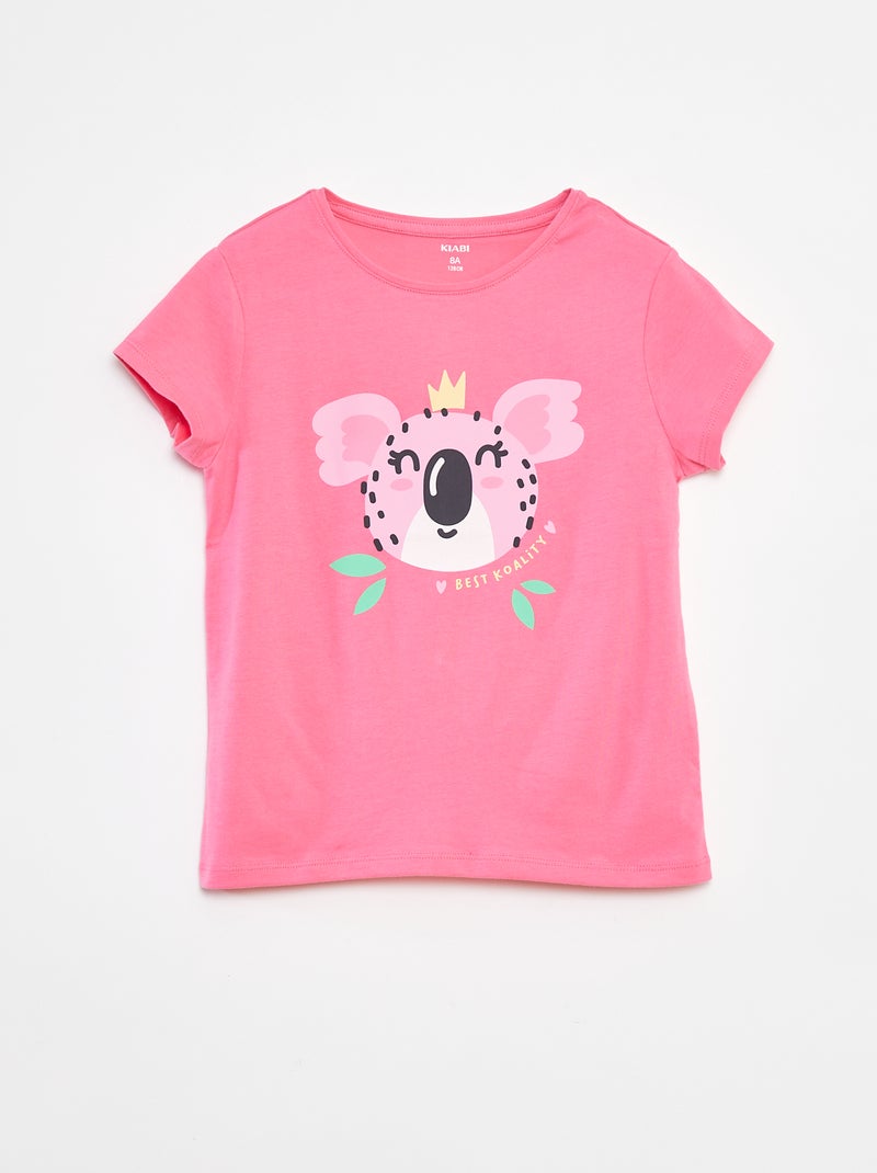 T-shirt met print, korte mouw en ronde hals Rose - Kiabi