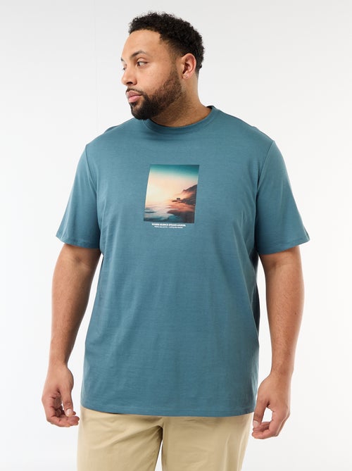 T-shirt met print, korte mouwen en ronde hals - Kiabi