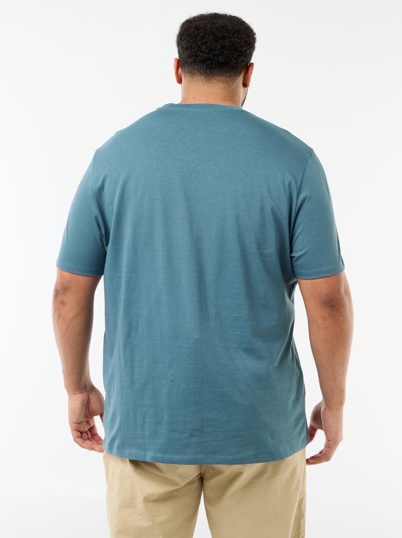 T-shirt met print, korte mouwen en ronde hals Blauw - Kiabi