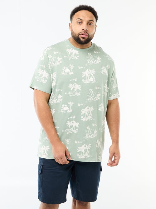 T-shirt met print, korte mouwen en ronde hals - Kiabi