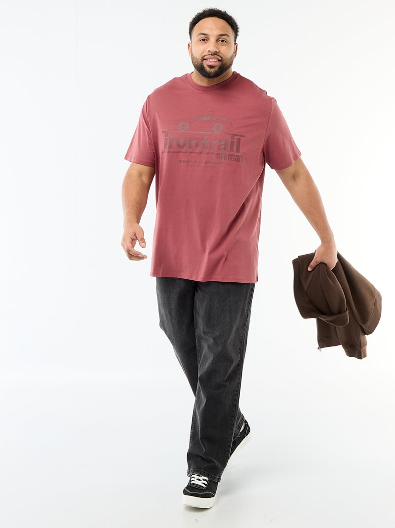 T-shirt met print, korte mouwen en ronde hals Rood - Kiabi