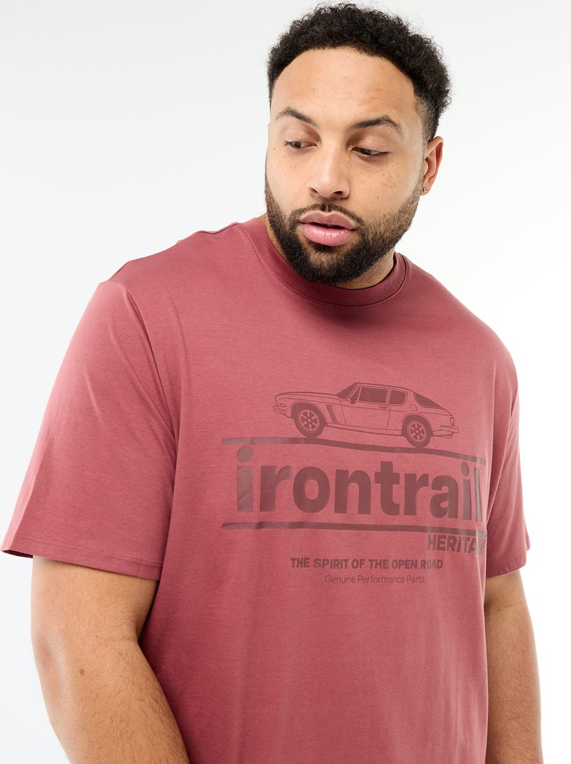T-shirt met print, korte mouwen en ronde hals Rood - Kiabi