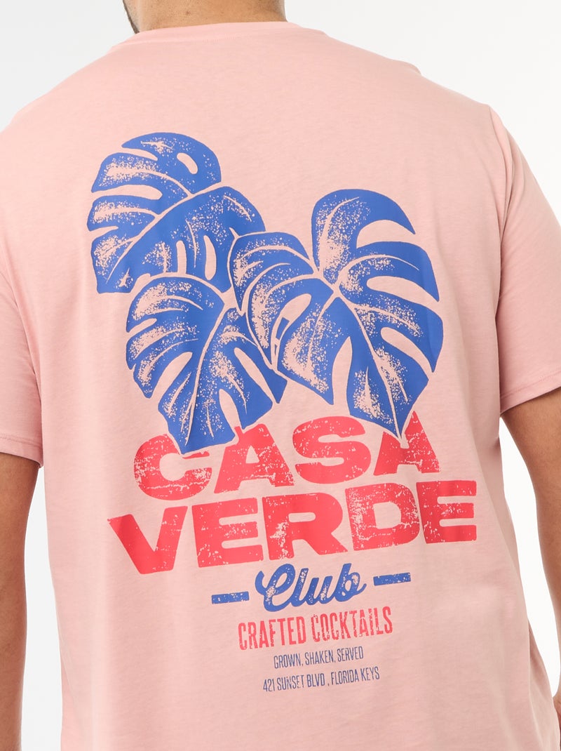 T-shirt met print, korte mouwen en ronde hals Rose - Kiabi