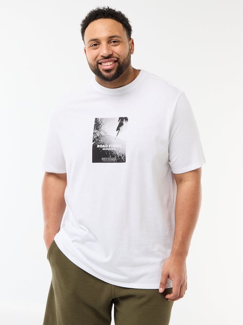 T-shirt met print, korte mouwen en ronde hals - Kiabi