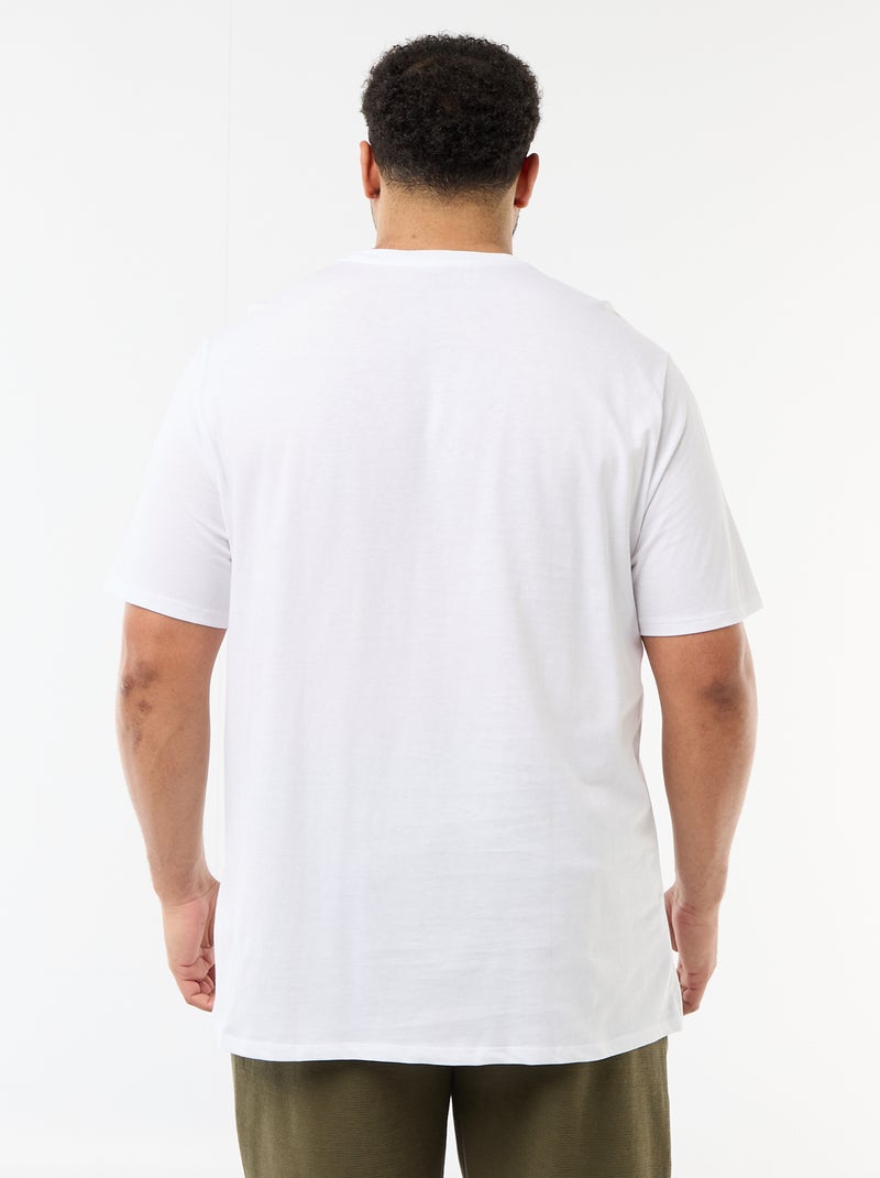 T-shirt met print, korte mouwen en ronde hals Wit - Kiabi