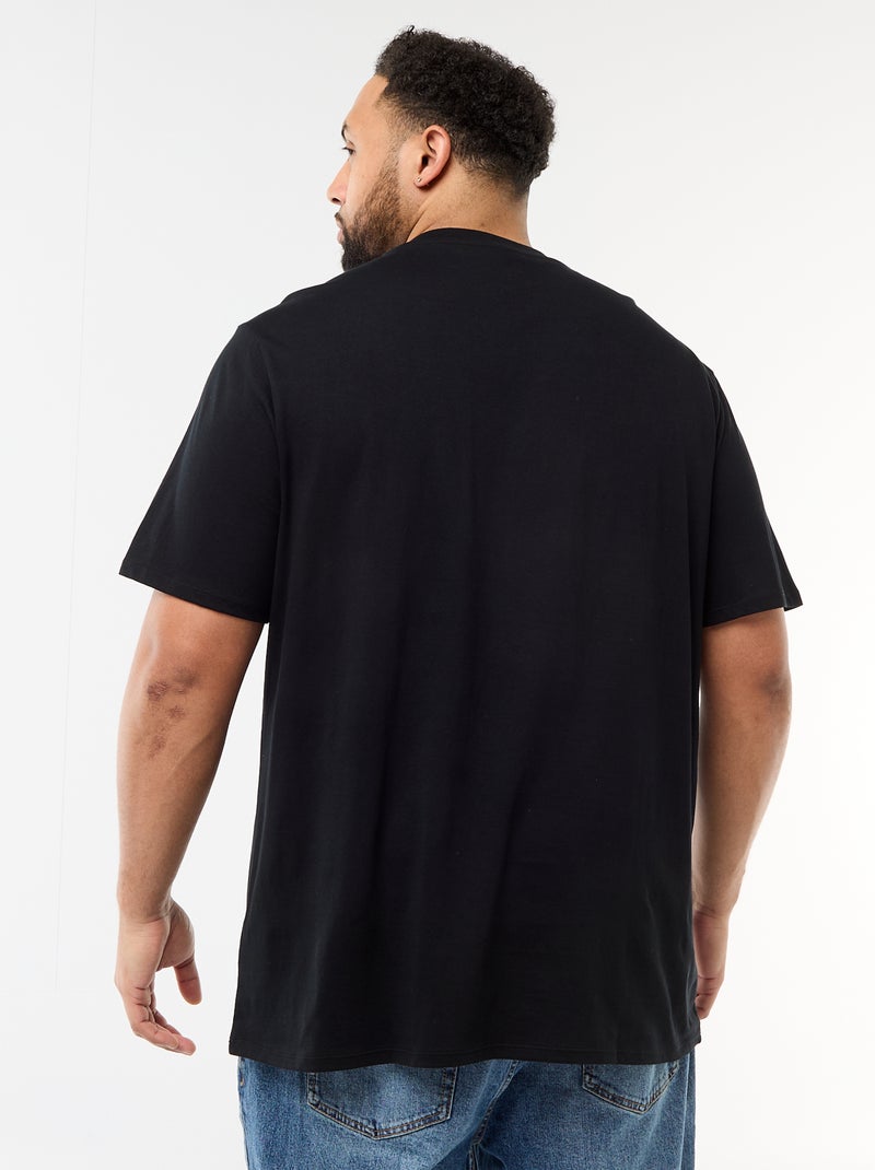 T-shirt met print, korte mouwen en ronde hals Zwart - Kiabi