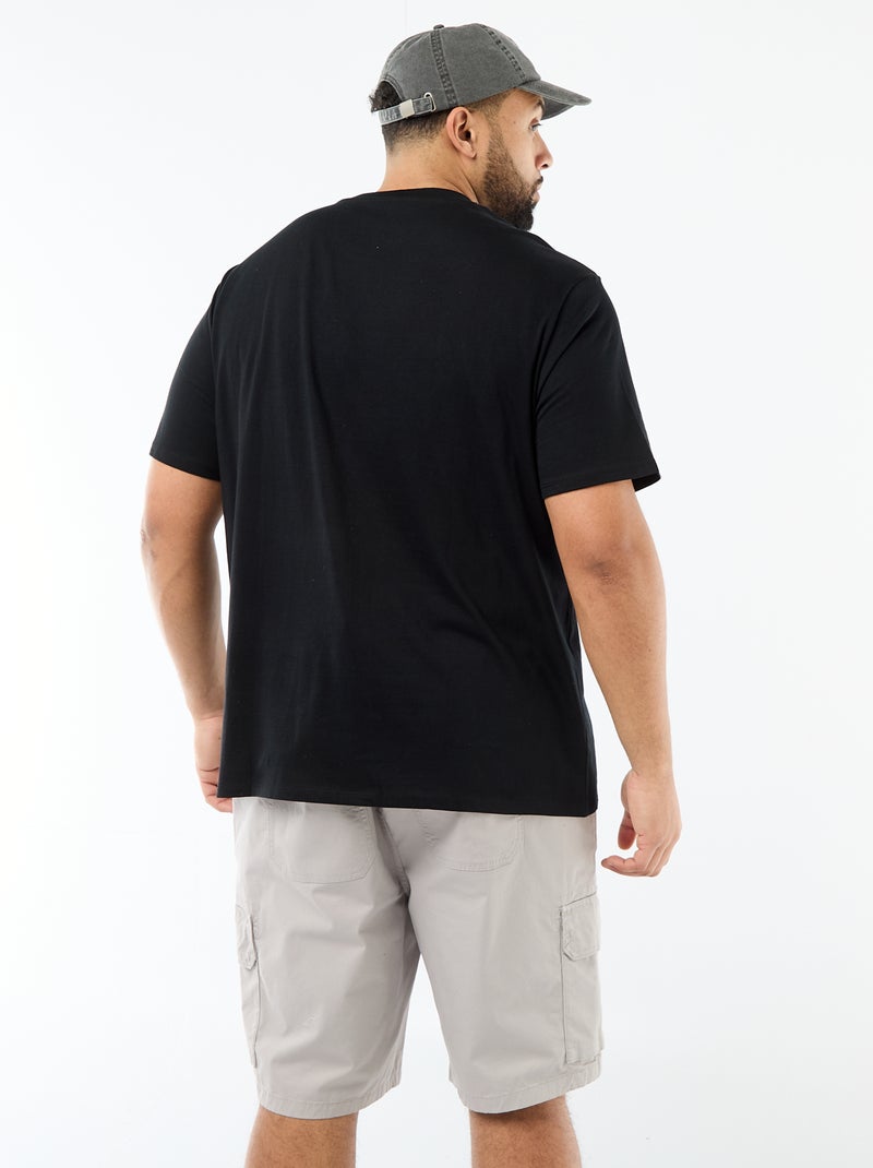 T-shirt met print, korte mouwen en ronde hals Zwart - Kiabi