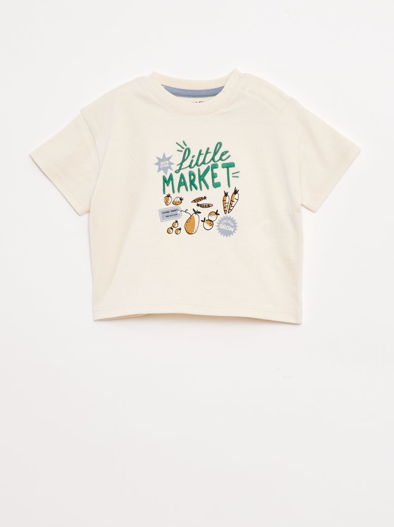 T-shirt met print op borst en rug Wit - Kiabi