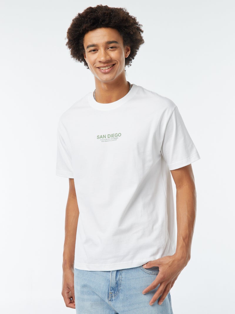 T-shirt met print op de borst Wit - Kiabi