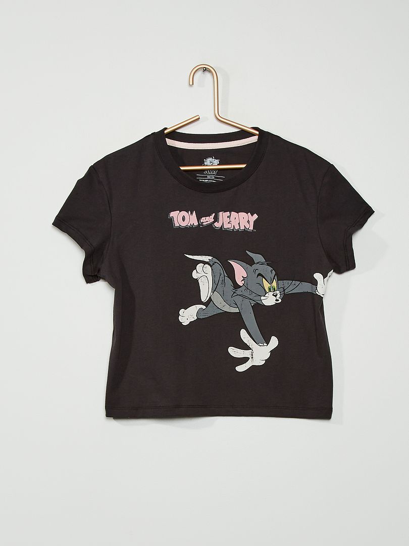 T-shirt met print 'Tom & Jerry' donkergrijs - Kiabi