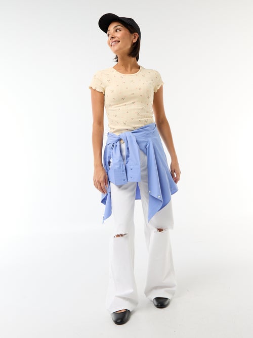 T-shirt met print van pointelle stof - Kiabi