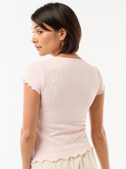 T-shirt met print van pointelle stof - Kiabi