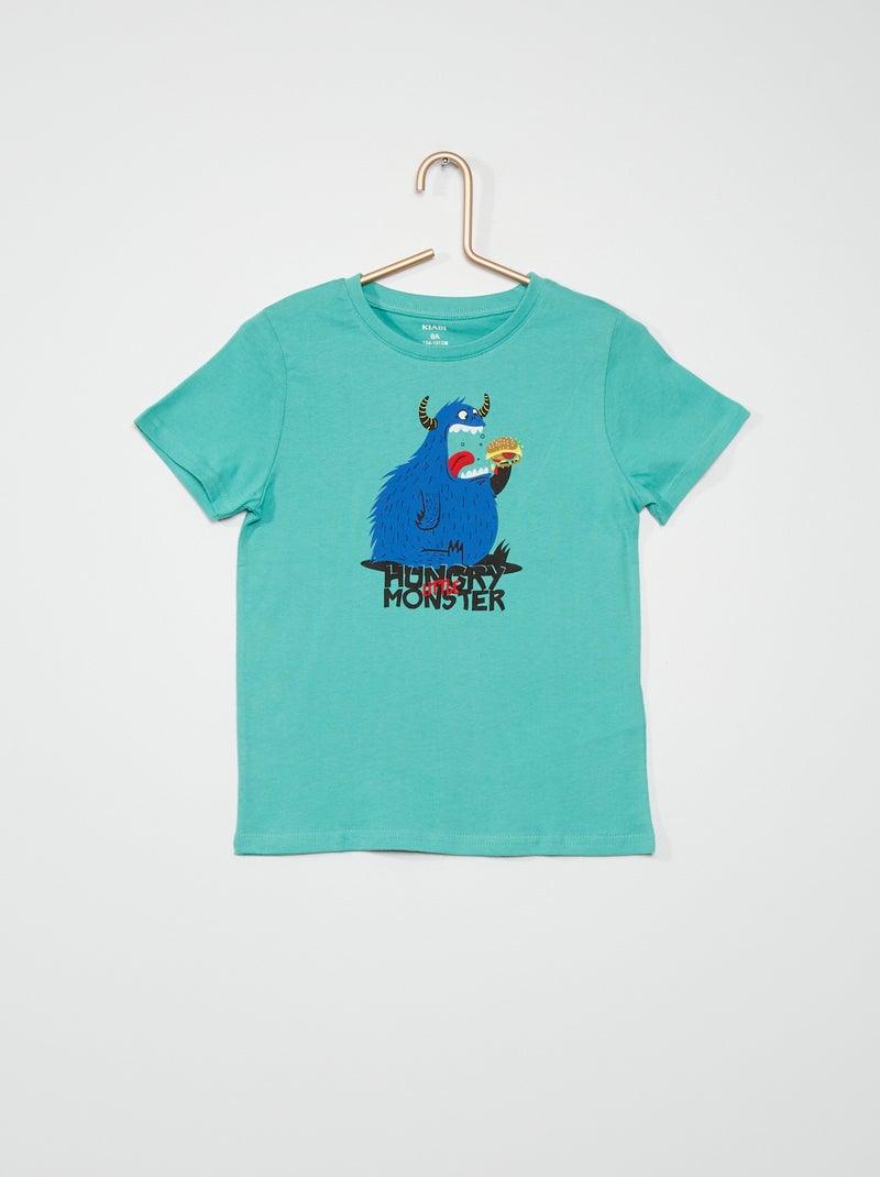 T-shirt met print van zuiver katoen GROEN - Kiabi