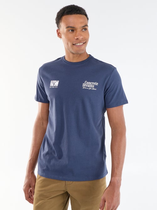 T-shirt met print voor- en achterkant en korte mouwen - Kiabi