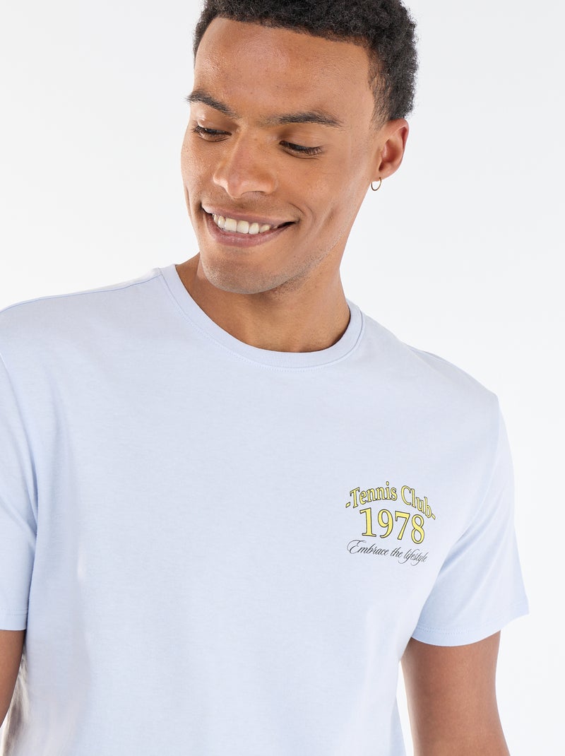 T-shirt met print voor- en achterkant en korte mouwen Blauw - Kiabi
