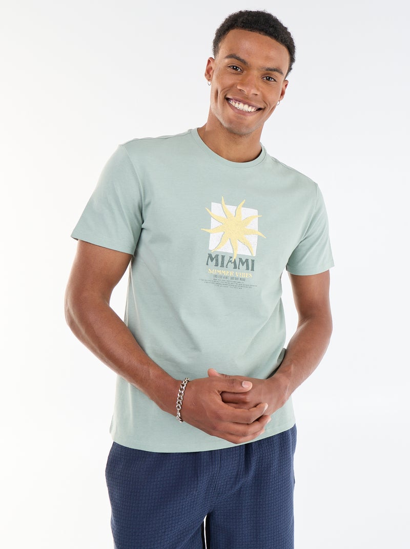 T-shirt met print voor- en achterkant en korte mouwen Groen - Kiabi
