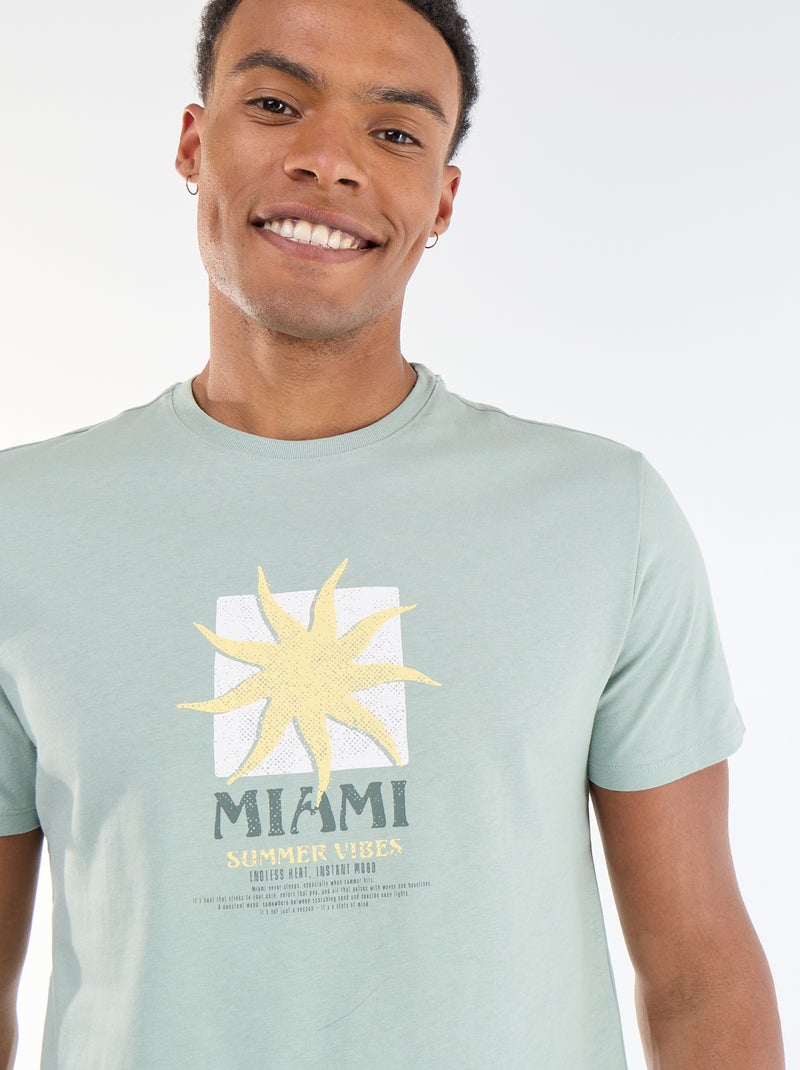 T-shirt met print voor- en achterkant en korte mouwen Groen - Kiabi