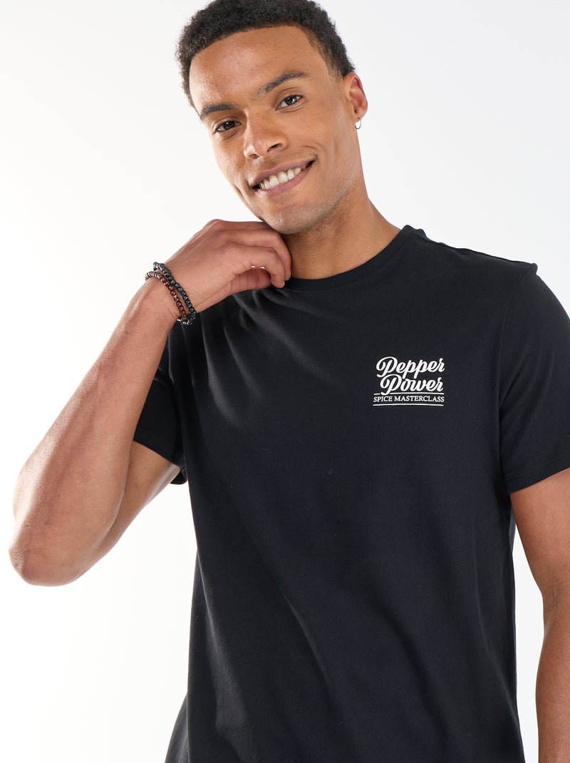 T-shirt met print voor- en achterkant en korte mouwen Zwart - Kiabi