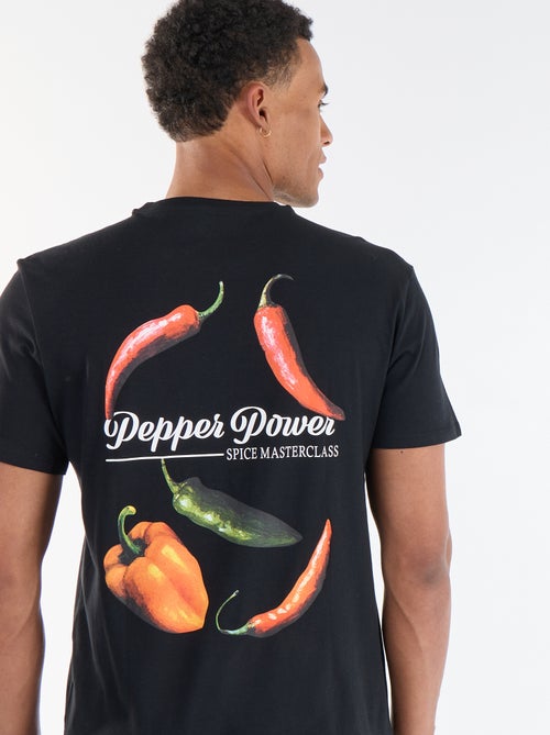 T-shirt met print voor- en achterkant en korte mouwen - Kiabi