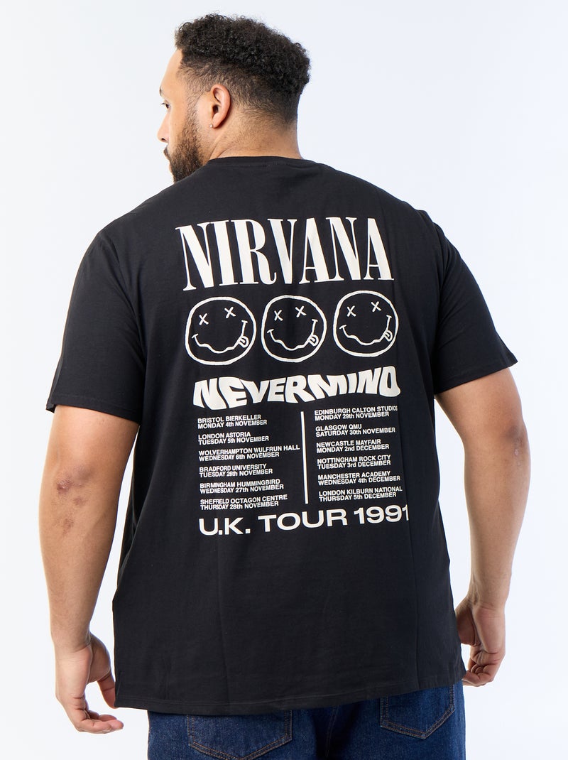 T-shirt met print voor- en achterkant 'Nirvana' Zwart - Kiabi