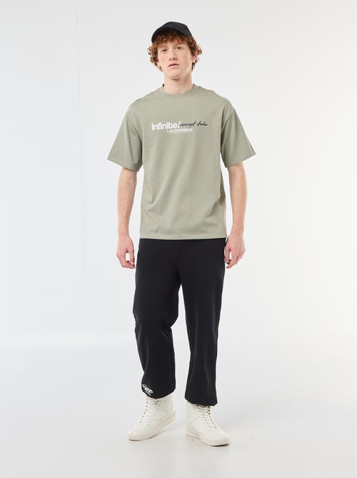 T-shirt met prints voor en achter van effen katoen - Kiabi