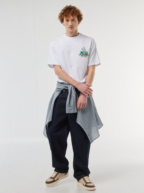 T-shirt met prints voor en achter van effen katoen - Kiabi