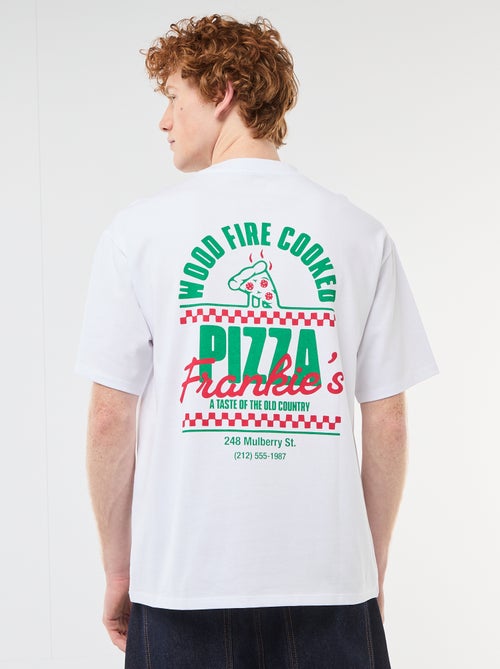 T-shirt met prints voor en achter van effen katoen - Kiabi