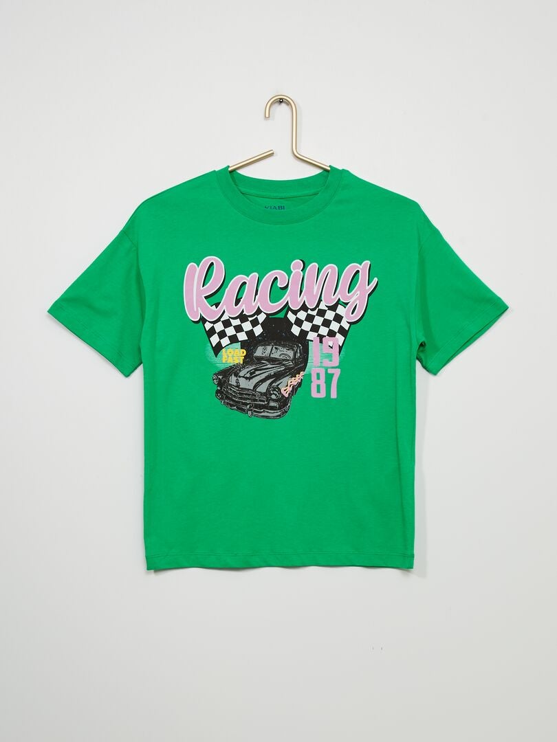 T-shirt met 'racing'-print GROEN - Kiabi