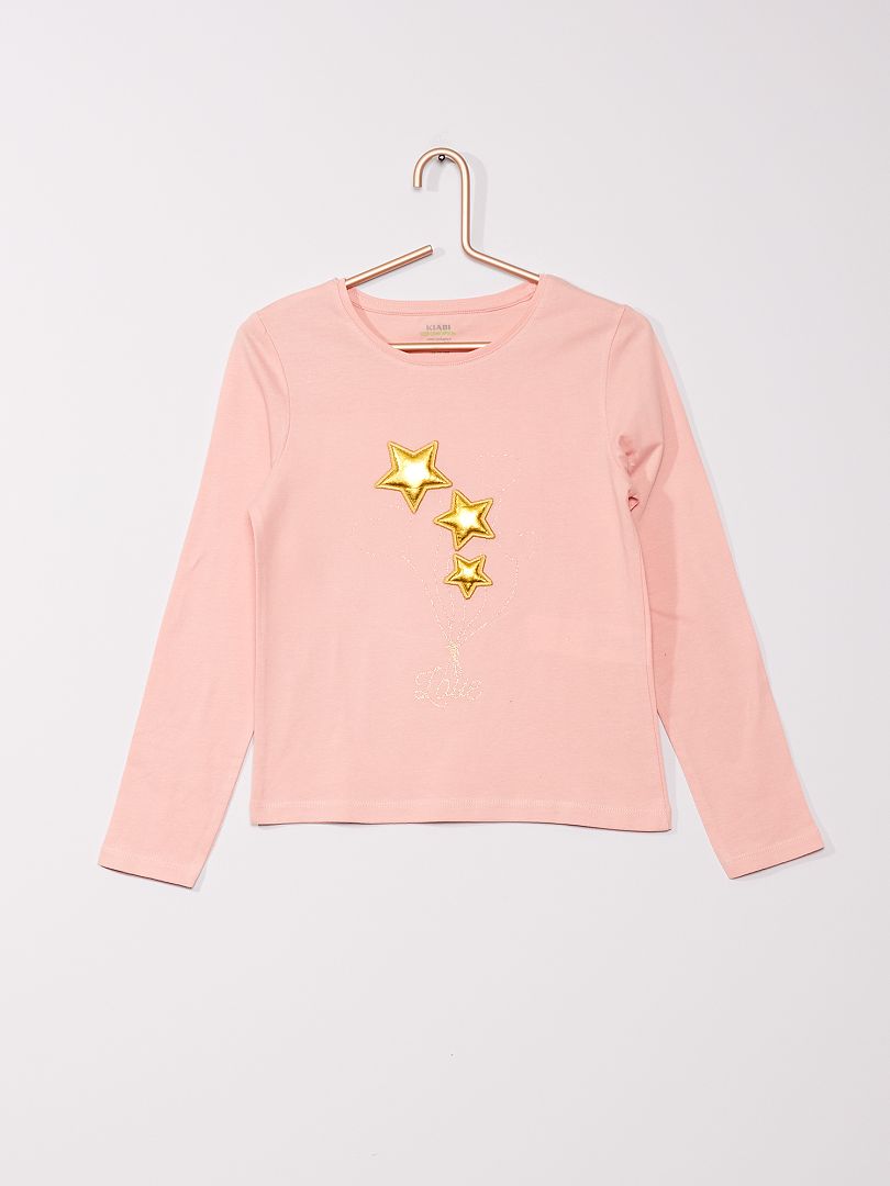 T-shirt met reliëfmotieven roze - Kiabi