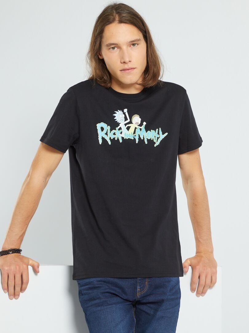 T-shirt met Rick and Morty-print zwart - Kiabi