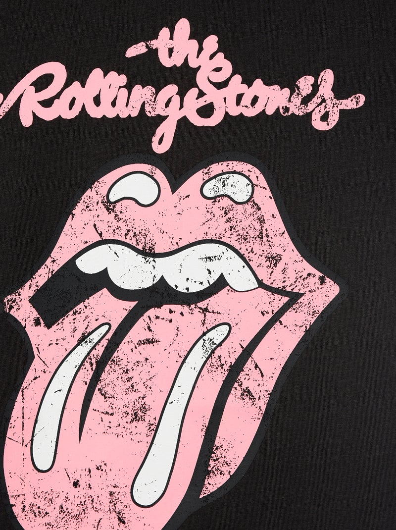 T-shirt met 'Rolling Stones'-print van katoen Zwart - Kiabi