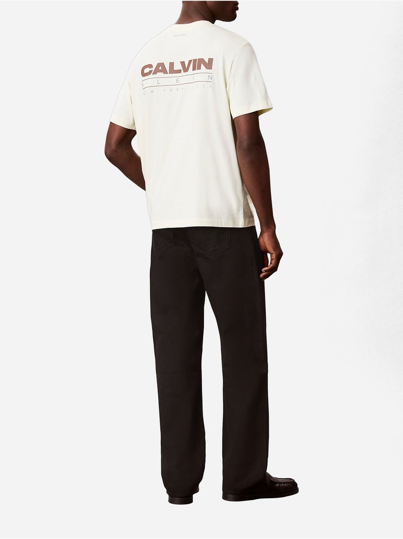 T-shirt met ronde hals - Calvin Klein Wit Beige - Kiabi