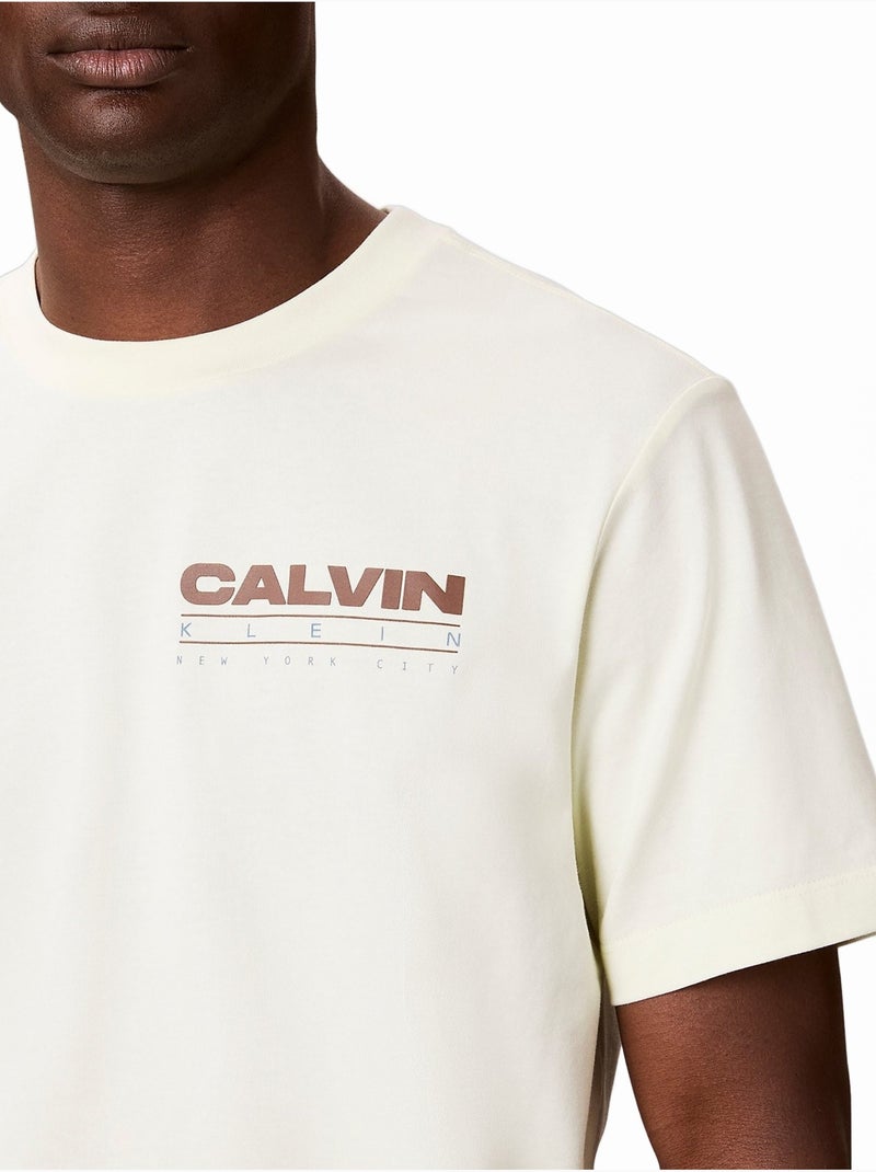 T-shirt met ronde hals - Calvin Klein Wit Beige - Kiabi