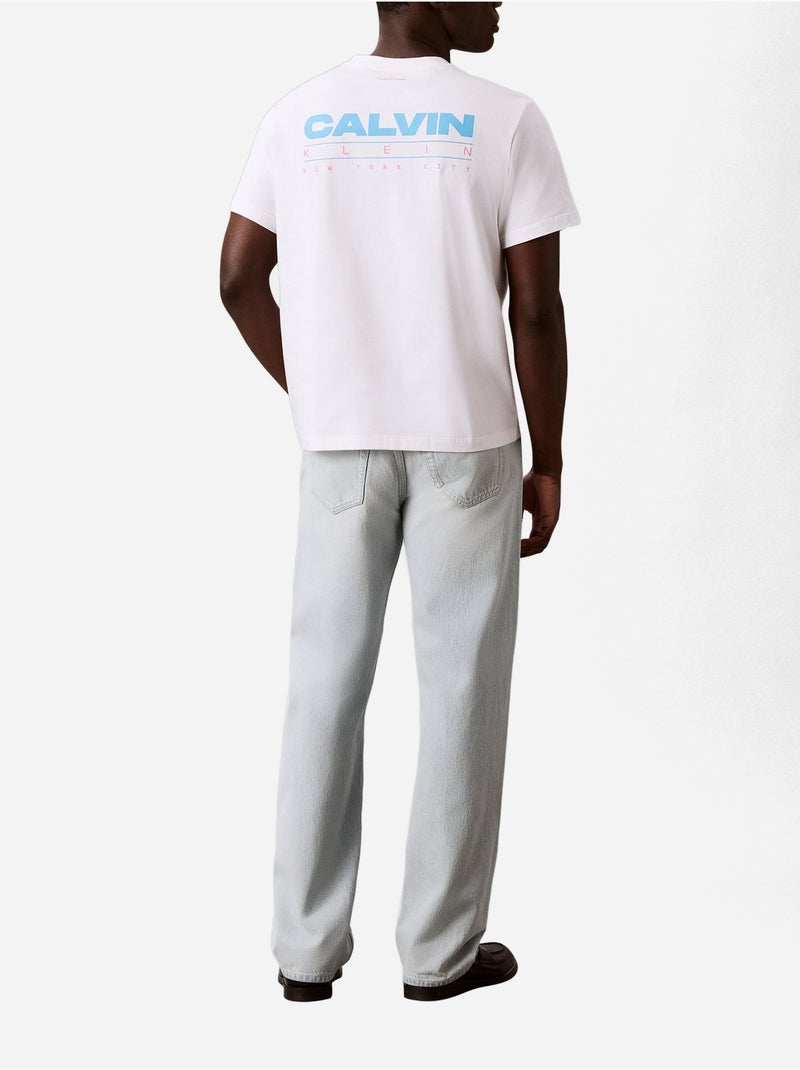 T-shirt met ronde hals - Calvin Klein Wit Blauw - Kiabi