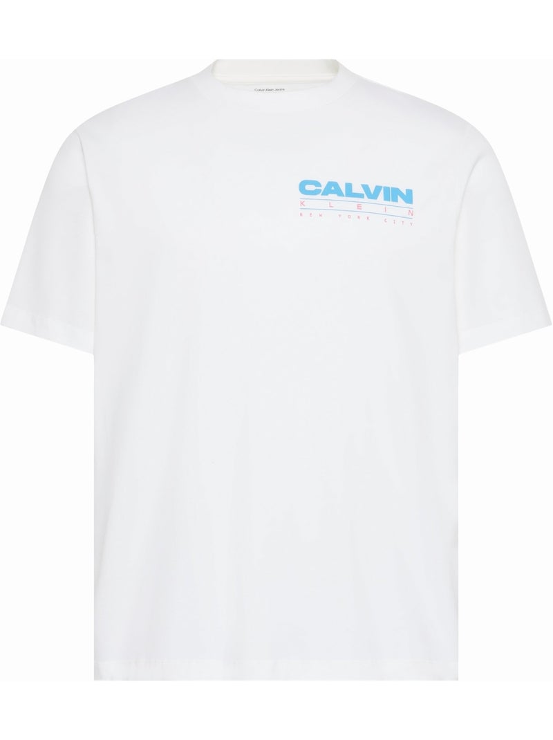 T-shirt met ronde hals - Calvin Klein Wit Blauw - Kiabi