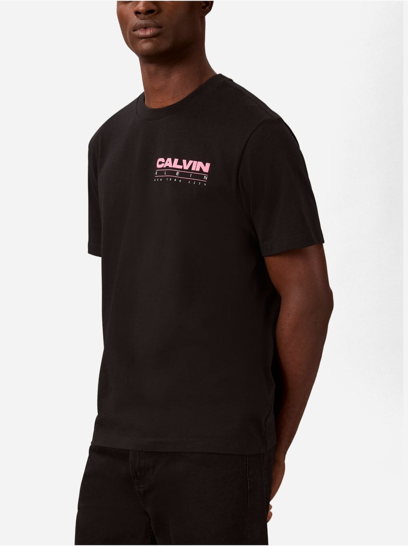 T-shirt met ronde hals - Calvin Klein Zwart Roze - Kiabi