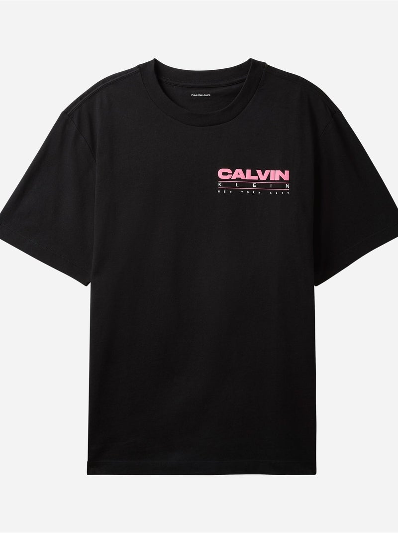 T-shirt met ronde hals - Calvin Klein Zwart Roze - Kiabi