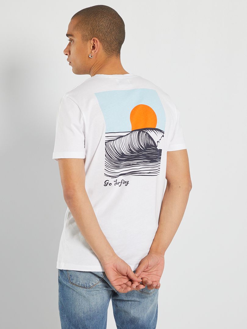 T-shirt met ronde hals - 'Produkt' wit - Kiabi