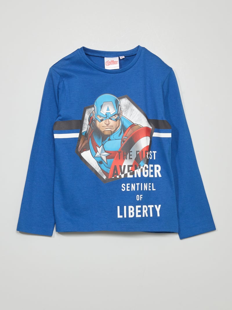 T-shirt met ronde hals 'Captain America' blauw - Kiabi