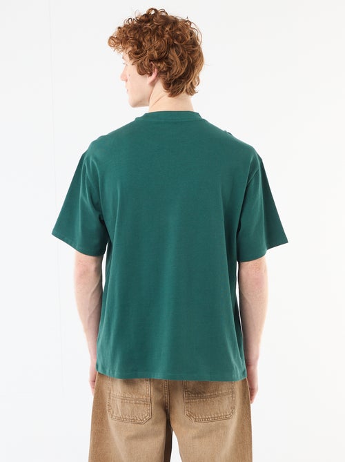 T-shirt met ronde hals en contrasterend borduursel - Kiabi