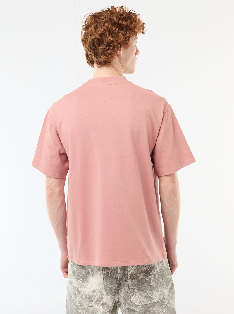 T-shirt met ronde hals en contrasterend borduursel Rose - Kiabi