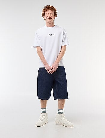 T-shirt met ronde hals en contrasterend borduursel