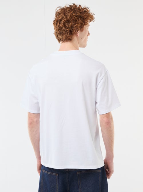 T-shirt met ronde hals en contrasterend borduursel - Kiabi