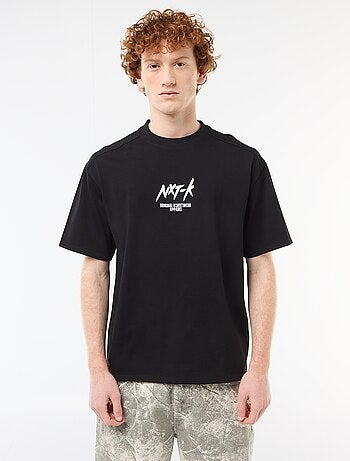 T-shirt met ronde hals en contrasterend borduursel